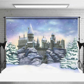 Aperturee Aperturee Winter Magic School Castle Backdrop Snow Covered Wizarding World Scenery Fantasy Movie Themed Photography Prop